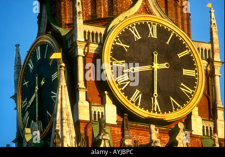 Nahaufnahme der Uhr, Clocktower rotes Quadrat der Kremln Russland Stockfoto