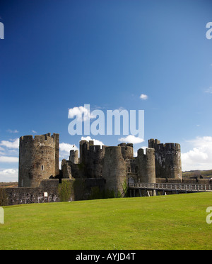 Caerphilly Castle in Süd-Wales, UK Stockfoto