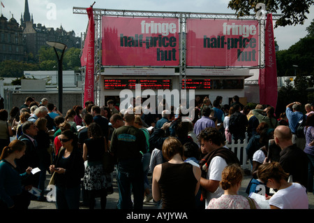 Fringe-Box-Office, Hütte, für halben Preis Tickets, Edinburgh Fringe Festival, Schottland Stockfoto