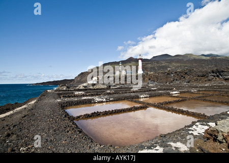 Blick über Salinas de Punta Fuencaliente Stockfoto