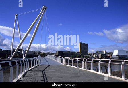 Fluss Usk Fußgängerbrücke und Zyklus-Brücke, Newport, Monmouthshire, Wales, UK Stockfoto