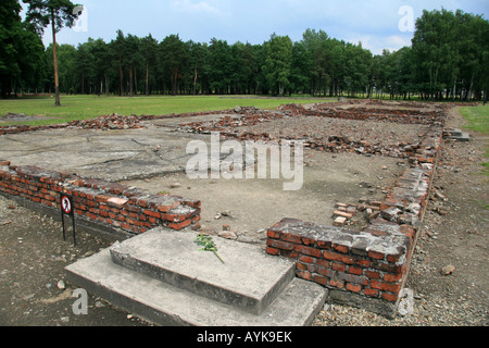Ruinen von Krematorium IV an das ehemalige Konzentrationslager in Auschwitz-Birkenau. Stockfoto