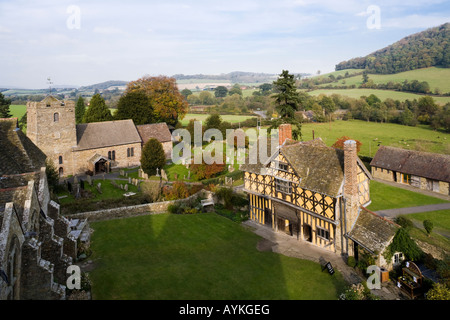 Die Aussicht von der Spitze des Stokesay Castle, Shropshire Stockfoto
