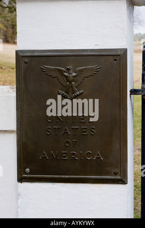 Bronzetafel am Eingang Andersonville Civil War Ära National Military Cemetery in Macon County Georgia USA Stockfoto