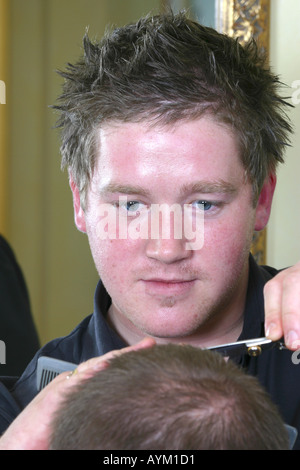 Haar-Stylist Haare schneiden Stockfoto