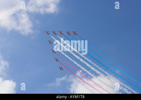 „Red Arrows“ „Big Battle“-Formation „Ve“-Formation Stockfoto