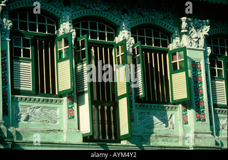 Singapur alten kolonialen gefliesten Shophouses Petain Road Stockfoto