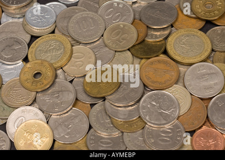 Verschiedene ausländische Münzen Stockfoto