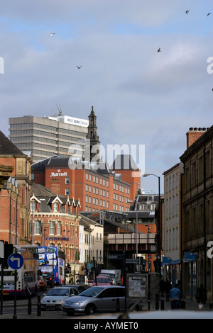 Ansicht von Hunslet Straße in Richtung untere Briggate über Brücke Ende Leeds West Yorkshire England Stockfoto