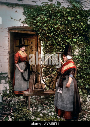 traditionelle walisische Kostüm, Wales England UK Kunst 1890 bis 1900 Stockfoto