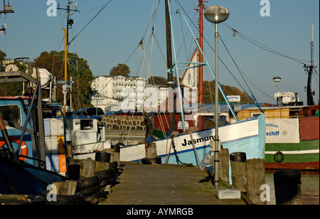 Sassnitz, Rügen, Deutschland; Abend am Fischerhafen Stockfoto