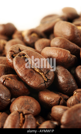 Makroaufnahme von Kaffebohnen Stockfoto