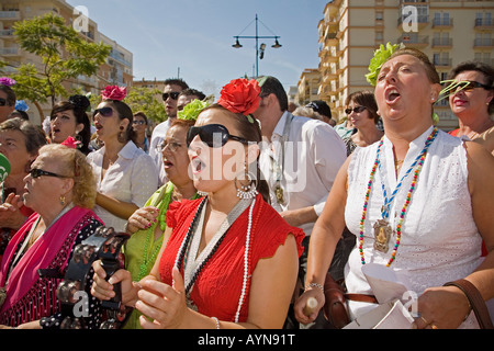 Wallfahrt zu Ehren der Jungfrau des Rosenkranzes in der Sonne fair Fuengirola Malaga Küste Andalusien Spanien Stockfoto