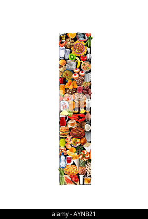 FOODFONT BUCHSTABE I AUF SCHWARZ UND WEIß Stockfoto