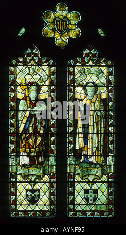 Glasmalerei-Fenster Lady Chapel St. Davids Kathedrale Dyfed Wales UK Europe Stockfoto