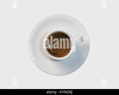 Draufsicht der weiße Tasse mit italienischen Kaffee espresso Stockfoto
