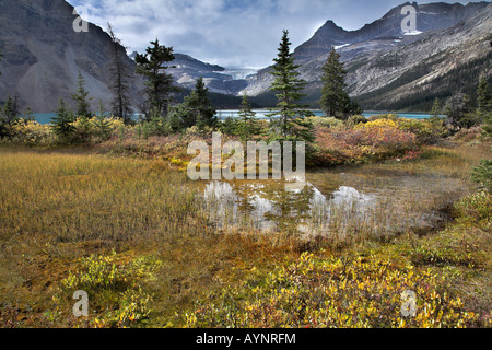 See in Kanada umgeben von Pelz Bäume und Berge Stockfoto