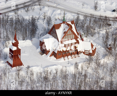 Blick auf die Kirche von Kiruna in Nordschweden Stockfoto