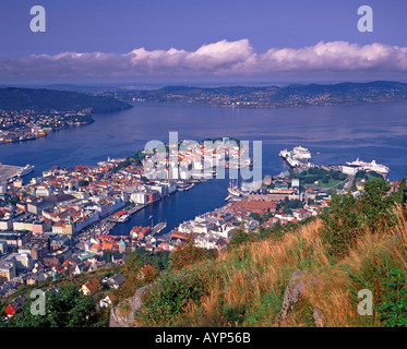 Bergen, Blick vom Berg Floyen, Hordaland, Norwegen Stockfoto