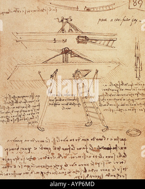 Fliegende Maschine ca. 1508 skizziert von Leonardo da Vinci 1452-1519 Stockfoto