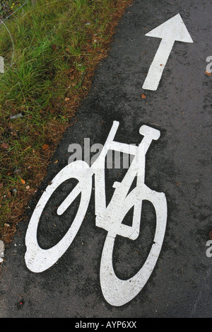 Radweg-Straßenmarkierungen Stockfoto
