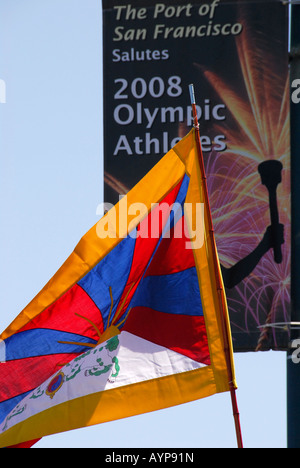 "Olympische Fackel Rezeption ' ^ Anti-China-Protest", "San Francisco", April 9 ^ 2008" Stockfoto