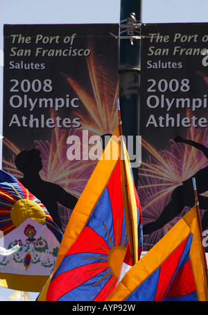 "Olympische Fackel Rezeption ' ^ Anti-China-Protest", "San Francisco", April 9 ^ 2008" Stockfoto