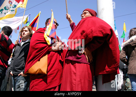 "Olympische Fackel Rezeption ' ^ Anti-China-Protest", "San Francisco", April 9 ^ 2008" Stockfoto