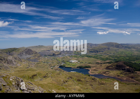 Blaenau Ffestiniog von Moelwyn-Bach und der Tanygrisiau-Stausees und hydro-elektrische Anlage North Wales Stockfoto