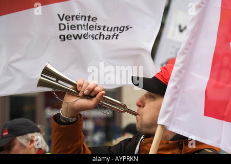 Gewerkschaft ver.di Streik, Warnung Streik Demonstrationen am 21. Februar 2008 in Berlin, Deutschland Stockfoto