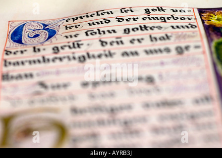 Historische, handgeschriebene biblischen Skript in ein Kloster-Bibliothek, Deutschland Stockfoto