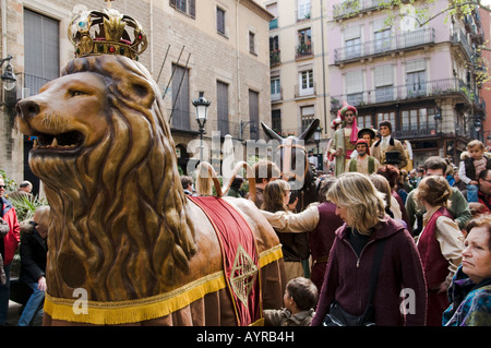 "Laia Prozession" in der Plaça de Sant Josep Oriol Stockfoto