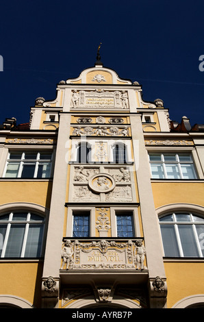 Jugendstil-Gebäude-Fassade, Bamberg, Upper Franconia, Bayern, Deutschland Stockfoto