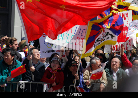 "Olympische Fackel Rezeption ' ^ Anti-China-Protest", "San Francisco", April 9 ^ 2008" Stockfoto