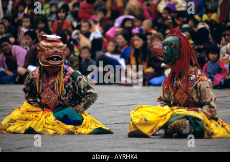 Tänzer in Thimphu Tsechu (Festival), Bhutan Stockfoto