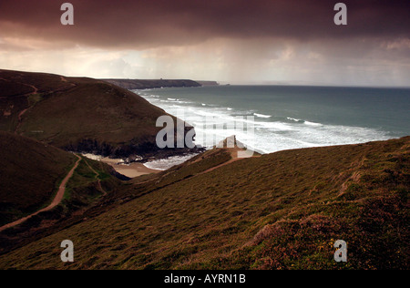 Kapelle Porth Cove, nr. St. Agnes, Cornwall. Blick nach Westen. Stockfoto