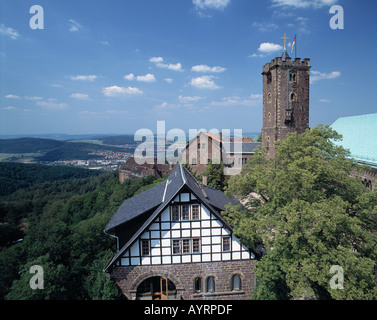 Wartburg in Eisenach, Blick Vom Suedturm Auf Bergfried Und Gadem Stockfoto