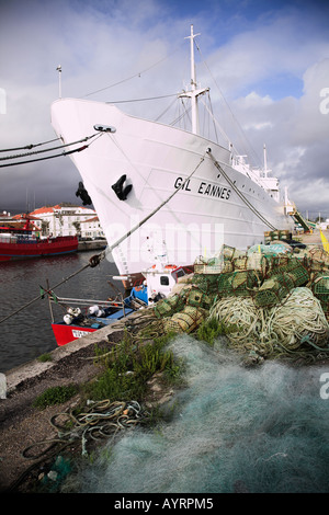 Gil Eannes, ehemalige Lazarettschiff jetzt Jugendherberge, Ankern in Viana Castelo, Portugal Stockfoto