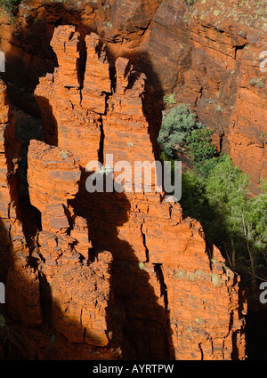 Blick über rote Schlucht aus der Oxer Lookout, Karijini-Nationalpark, Pilbara Region, Australien Stockfoto