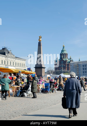 Ein schöner Blick auf den Marktplatz Kauppatori, Helsinki, Finnland, Europa. Stockfoto