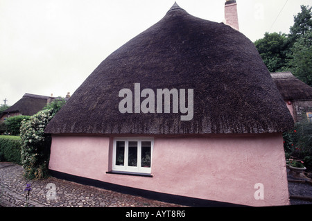 Reetdachhaus Cockington in der Nähe von Torquay Devon Dorf im Domesday Book ca. 1086 erwähnt Stockfoto