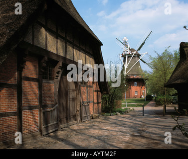 Freilichtmuseum Ammerlaender Renovierungen Mit Windmuehle, Bad Zwischenahn, Ammerland, Niedersachsen Stockfoto