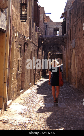 Griechenland eine Straße in Rhodos Stadt auf der Insel Rhodos Stockfoto