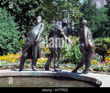 Skulpturen, Plastiken, Drei Brunnenfiguren bin Geldbrunnen "Designrundgangs des Geldes" von Henning Seemann, Aachen, Rheinland, Nordrhein-Westfalen Stockfoto