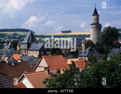 Stadtpanorama Mit Rathaus, Burg Und Hexenturm, Idstein, Naturpark Rhein-Taunus, Hessen Stockfoto