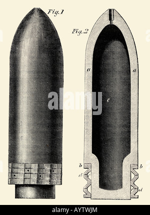 Explodierende Granate für Hinterladern Stockfoto