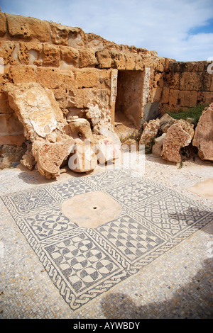 Mosaischen Etage in der antiken römischen Stadt Sabratha, Libyen Stockfoto