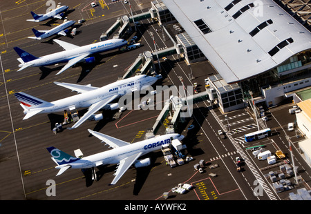 'Roland Garros Airport', 'Réunion' ^ vom Hubschrauber aus gesehen Stockfoto