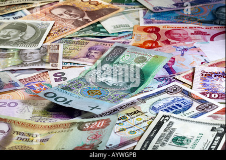 Polen polnische Zloty Währung Verlegung auf Auswahl International Banknoten Stockfoto