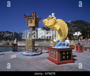 Buntsandstein Tin-Hau-Tempel, Skulpturen, Statuen, Repulse Bay, Hong Kong Insel, Hong Kong Stockfoto